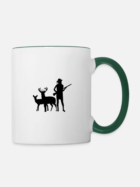 jagd jaegerin - Tasse zweifarbig - Weiß/Dunkelgrün