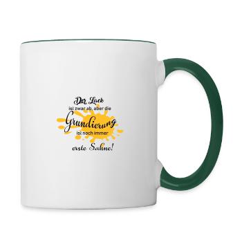 Der Lack ist zwar ab, aber die Grundierung ... - Tasse zweifarbig - Weiß/Dunkelgrün - Rechts
