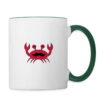 krabe mit mustache - Tasse zweifarbig - Weiß/Dunkelgrün - Rechts