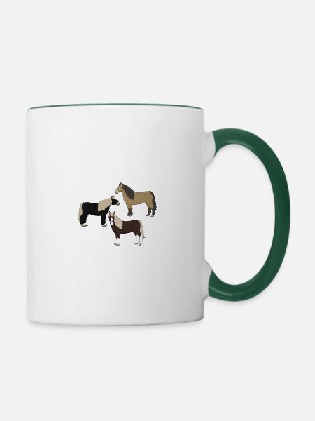 Drei Kaltblueter - Tasse zweifarbig - Weiß/Dunkelgrün