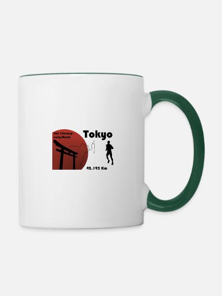 Tokio-Marathon - Tasse zweifarbig - Weiß/Dunkelgrün