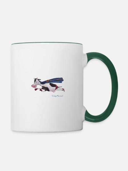 Super Kuh - Tasse zweifarbig - Weiß/Dunkelgrün