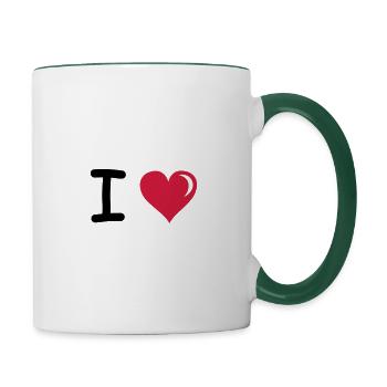 I love - Mug contrasté - blanc/vert foncé - Droite