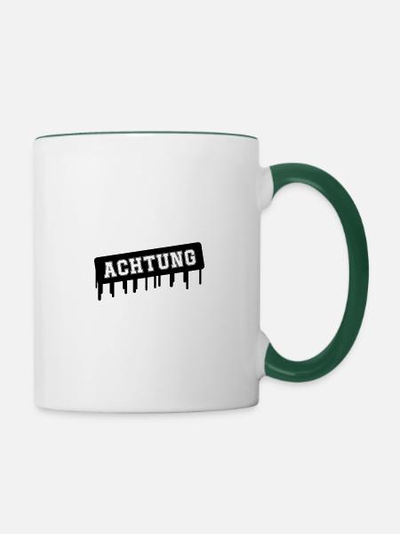 achtung - Tasse zweifarbig - Weiß/Dunkelgrün