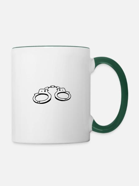 handschelle - Tasse zweifarbig - Weiß/Dunkelgrün
