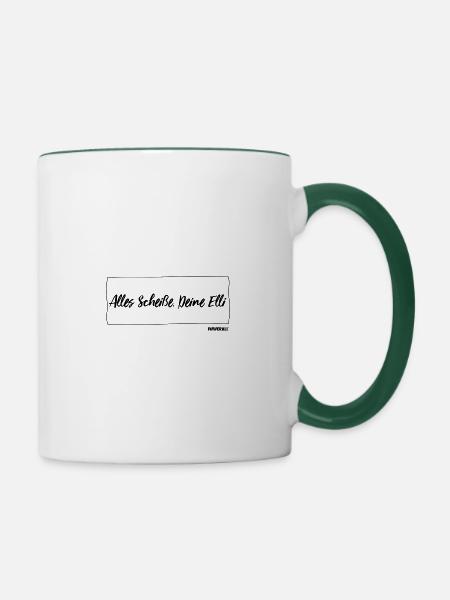 Alles Scheiße. Deine Elli - Tasse zweifarbig - Weiß/Dunkelgrün