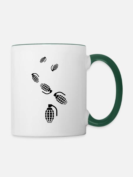 Granate waffe icon - Tasse zweifarbig - Weiß/Dunkelgrün