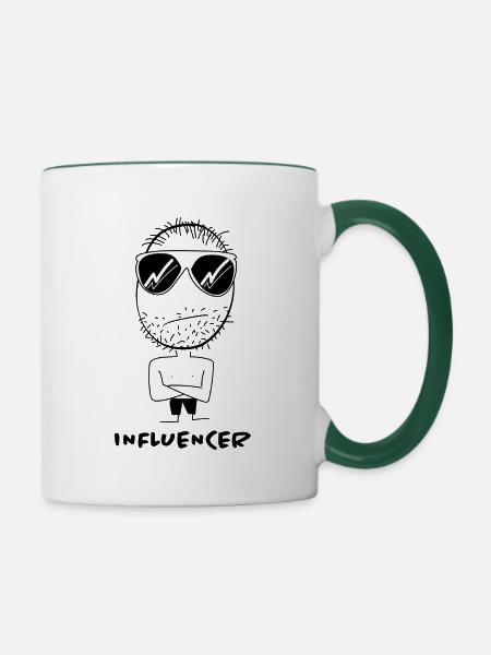 Influencer - Tasse zweifarbig - Weiß/Dunkelgrün