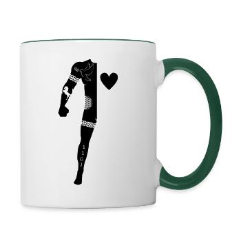 Liebeskrieger Figur 11 Design von Gregor Jell - Tasse zweifarbig - Weiß/Dunkelgrün - Rechts