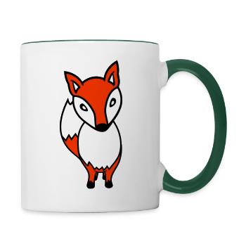 Fuchs Rotfuchs Wildes Tier Schlauer Wald Bewohner - Tasse zweifarbig - Weiß/Dunkelgrün - Rechts