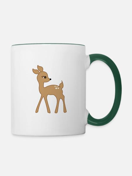 Rehkitz - Tasse zweifarbig - Weiß/Dunkelgrün