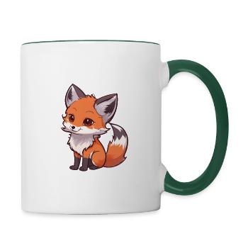 Total niedlicher Fuchs - Tasse zweifarbig - Weiß/Dunkelgrün - Rechts