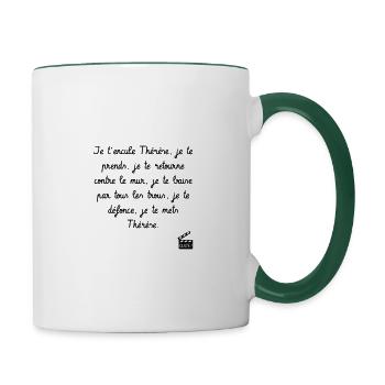 Je t'en**** Thérèse ! Le Père Noël est une ordure - Mug contrasté - blanc/vert foncé - Droite