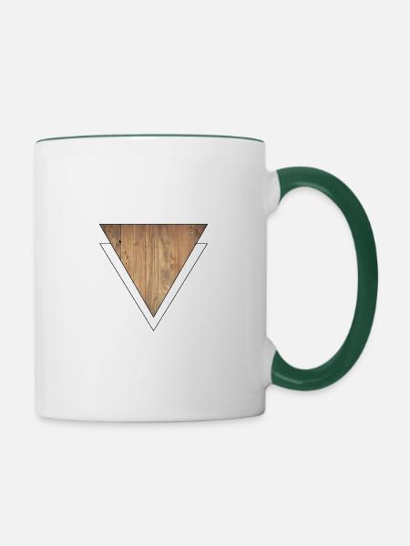 Holz Dreieck - Tasse zweifarbig - Weiß/Dunkelgrün