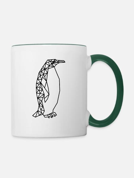 Geometric Penguin - Tasse zweifarbig - Weiß/Dunkelgrün