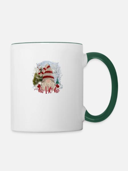 Ho Ho Ho Gnome - Tasse zweifarbig - Weiß/Dunkelgrün