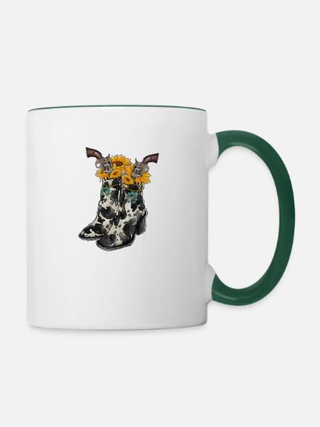 Cowboystiefel - Tasse zweifarbig - Weiß/Dunkelgrün