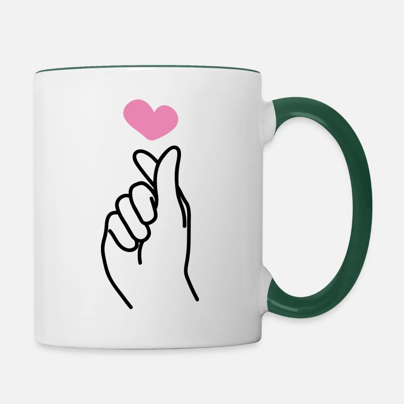 K Pop Finger Pop coréen K-Pop Snap Music Gift - Mug contrasté - blanc/vert foncé