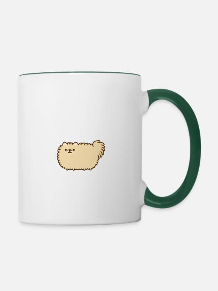 süße Katze,Hund - Tasse zweifarbig - Weiß/Dunkelgrün
