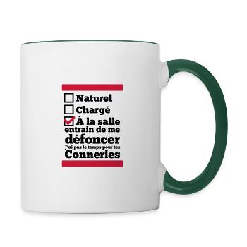 Naturel -chargé- à la salle entrain de me défoncer - Mug contrasté - blanc/vert foncé - Droite