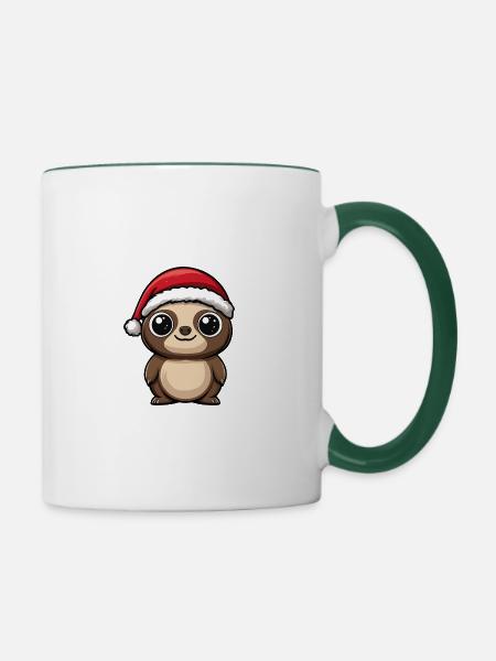 Chameleon Weihnachten Niedlich - Tasse zweifarbig - Weiß/Dunkelgrün
