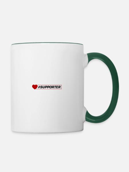 Supporter Herz - Tasse zweifarbig - Weiß/Dunkelgrün