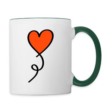 Herz am Faden zweifarbig - Tasse zweifarbig - Weiß/Dunkelgrün - Rechts