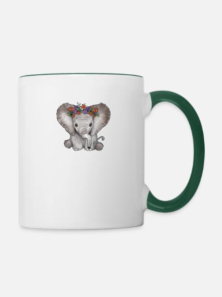 Baby Elephant - Tasse zweifarbig - Weiß/Dunkelgrün