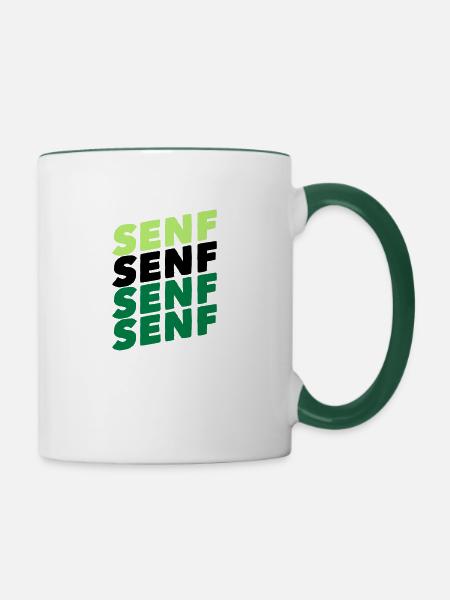 Senf essen lecker gewürz paste - Tasse zweifarbig - Weiß/Dunkelgrün