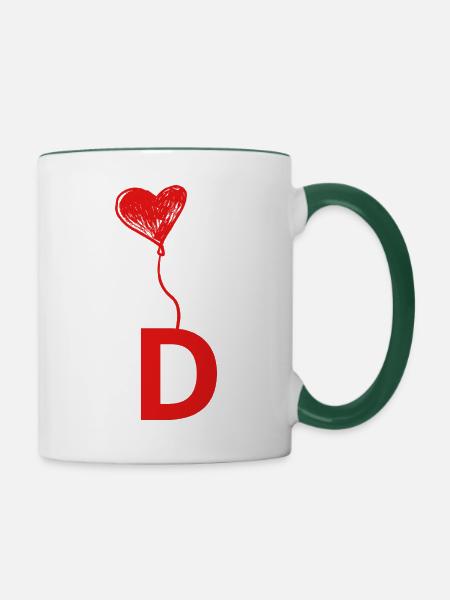 Brief des Herzens - Tasse zweifarbig - Weiß/Dunkelgrün