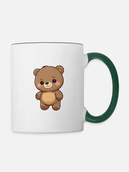 Total niedlicher Bär - Tasse zweifarbig - Weiß/Dunkelgrün