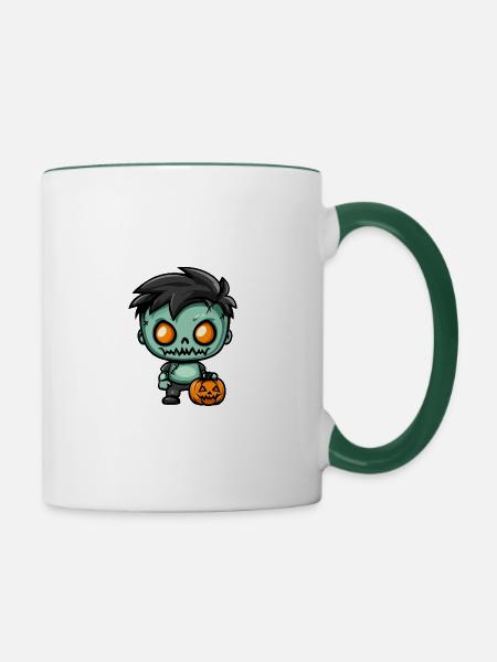 Zombie Halloween Gruselig Baby - Tasse zweifarbig - Weiß/Dunkelgrün