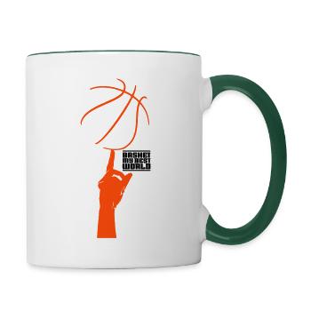 Korb meine beste Welt - Tasse zweifarbig - Weiß/Dunkelgrün - Rechts