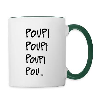 Poupi Poupi Poupi Pou La danse de Doui de Malcolm - Mug contrasté - blanc/vert foncé - Droite