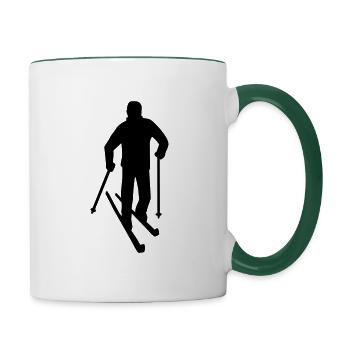 ski de fond - Mug contrasté - blanc/vert foncé - Droite