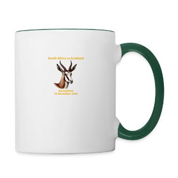 South Africa vs Scotland International Rugby Union - Contrasting Mug - white/dark green - Right