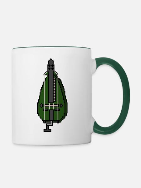 Pixel Drehleier Grün - Tasse zweifarbig - Weiß/Dunkelgrün