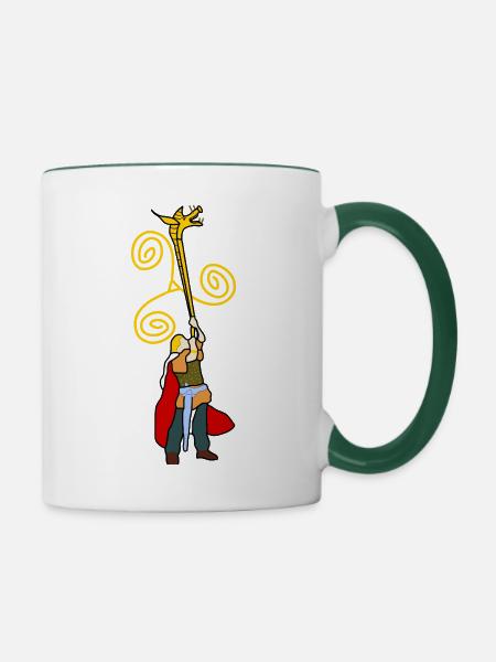 Gallischer Krieger bei Carnyx - Tasse zweifarbig - Weiß/Dunkelgrün