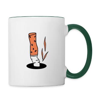 Zigarette Zigaretten Zigarettenstummel - Tasse zweifarbig - Weiß/Dunkelgrün - Rechts