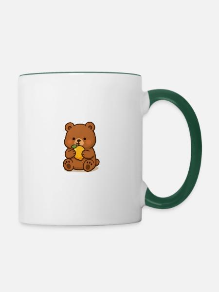 Süßer Teddybär - Tasse zweifarbig - Weiß/Dunkelgrün