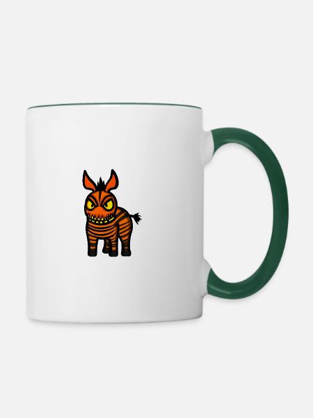 Esel Halloween Tier - Tasse zweifarbig - Weiß/Dunkelgrün