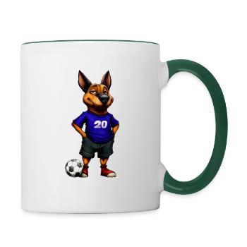 Chien Footballeur - Mug contrasté - blanc/vert foncé - Droite