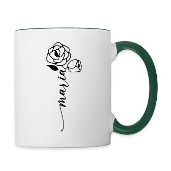 Maria Surname First Name Name Flower - Contrasting Mug - white/dark green - Right