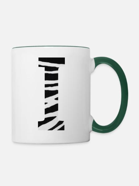 Buchstabe i Zebra - Tasse zweifarbig - Weiß/Dunkelgrün