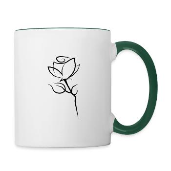 Blume Rose - Tasse zweifarbig - Weiß/Dunkelgrün - Rechts