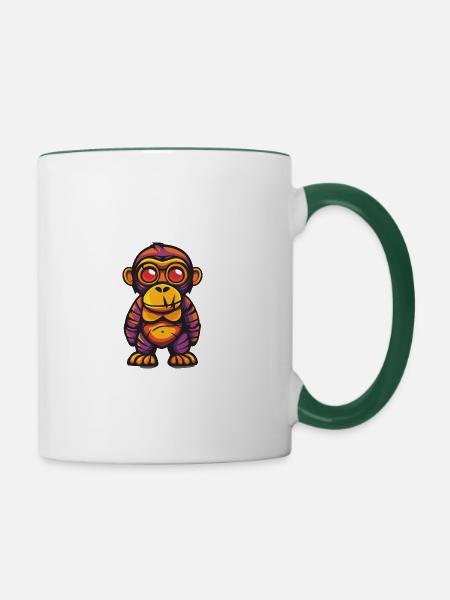 Gorilla Halloween Tier - Tasse zweifarbig - Weiß/Dunkelgrün