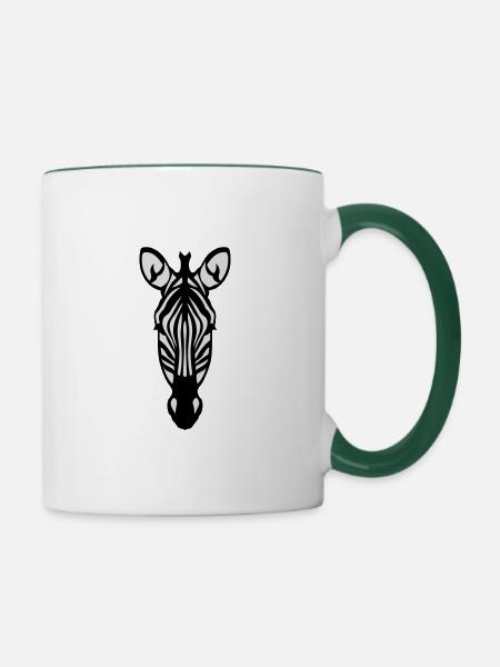 Zebra wildes Tier 28012 - Tasse zweifarbig - Weiß/Dunkelgrün