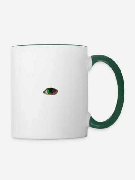 Auge Regenbogen - Tasse zweifarbig - Weiß/Dunkelgrün