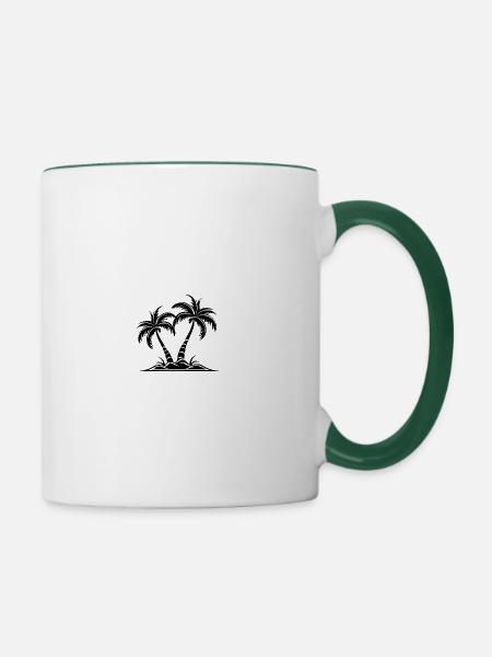 Palmen Insel - Tasse zweifarbig - Weiß/Dunkelgrün