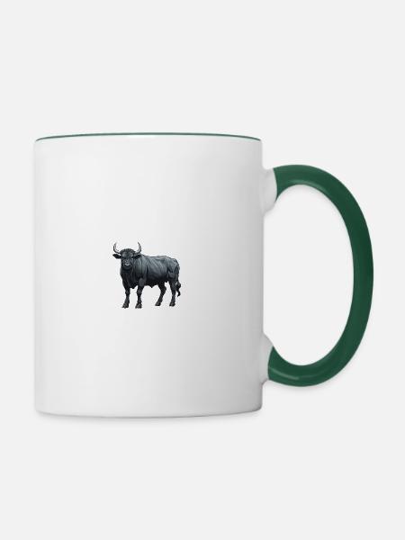 Bulle Tier Taurus - Tasse zweifarbig - Weiß/Dunkelgrün